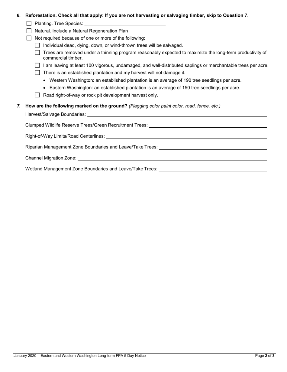 Long-Term Forest Practices Application 5 Day Notice of Operation - Eastern / Western Washington - Washington, Page 2
