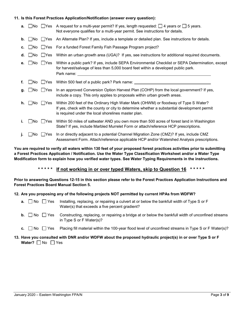 Forest Practices Application / Notification - Eastern Washington - Washington, Page 3