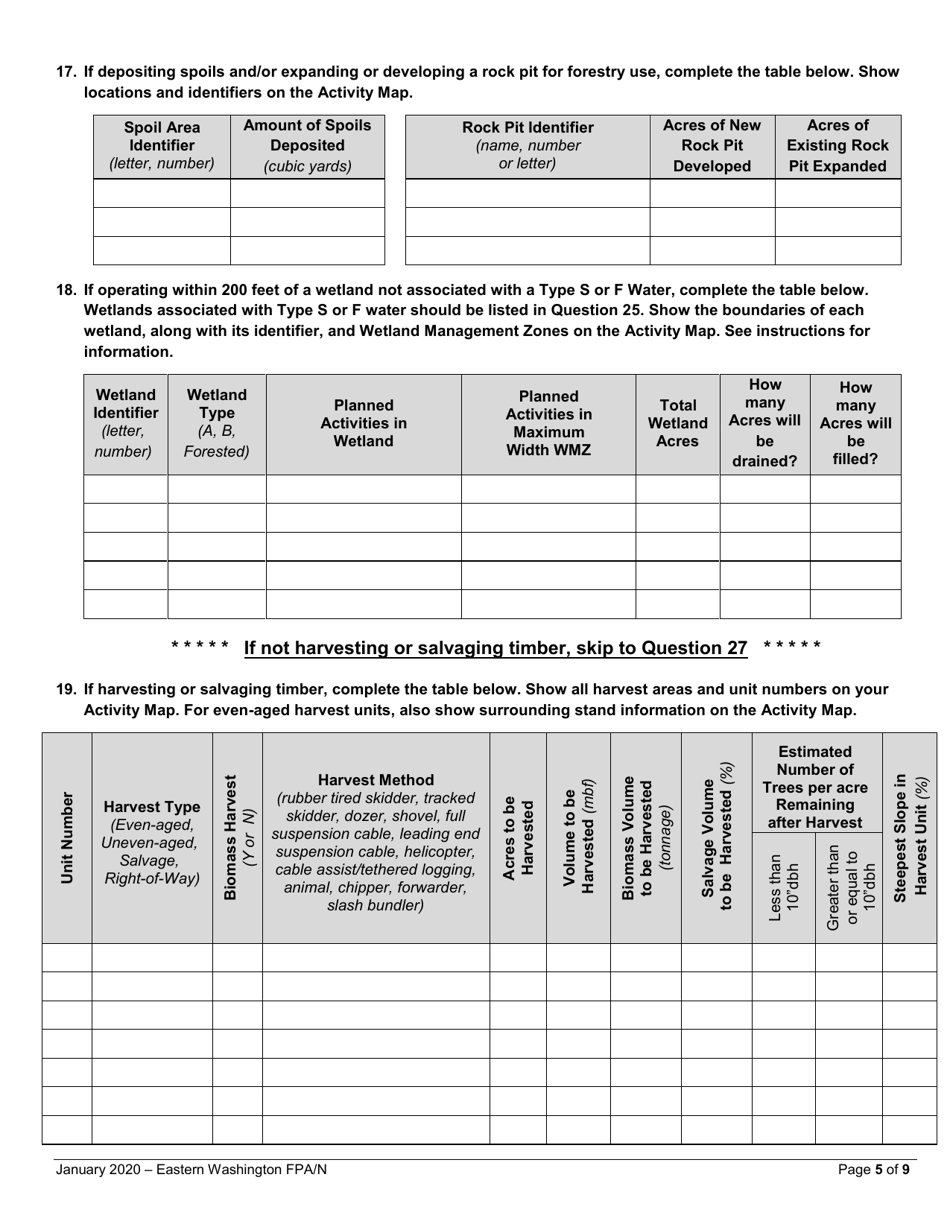 Forest Practices Application / Notification - Eastern Washington - Washington, Page 5