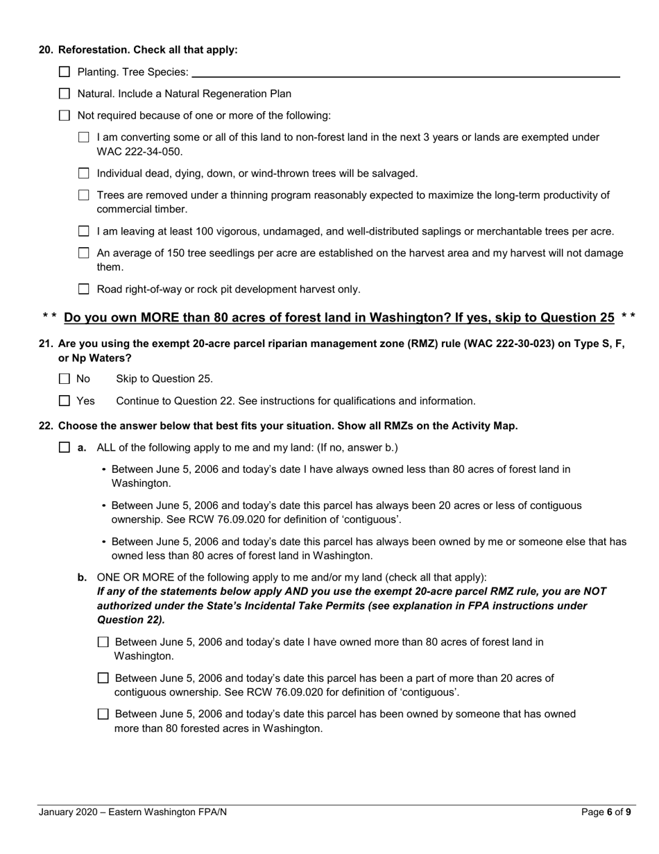 Forest Practices Application / Notification - Eastern Washington - Washington, Page 6
