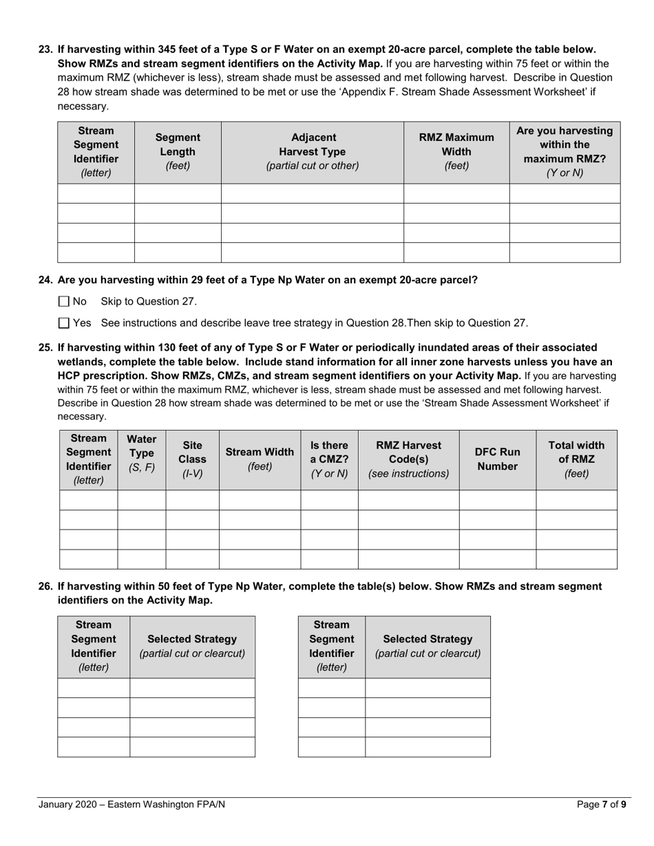 Forest Practices Application / Notification - Eastern Washington - Washington, Page 7