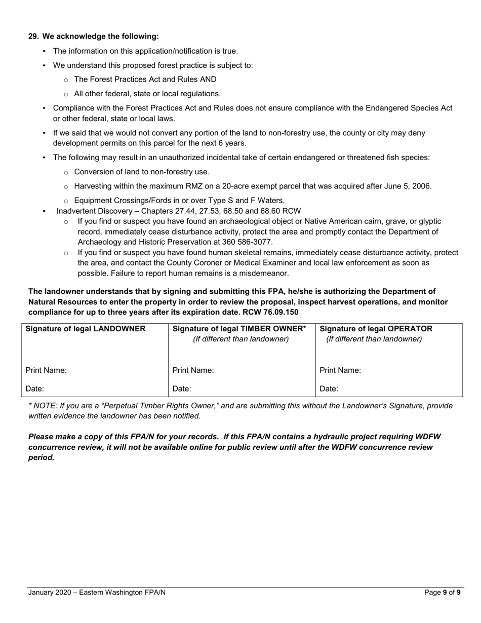 Forest Practices Application / Notification - Eastern Washington - Washington, Page 9