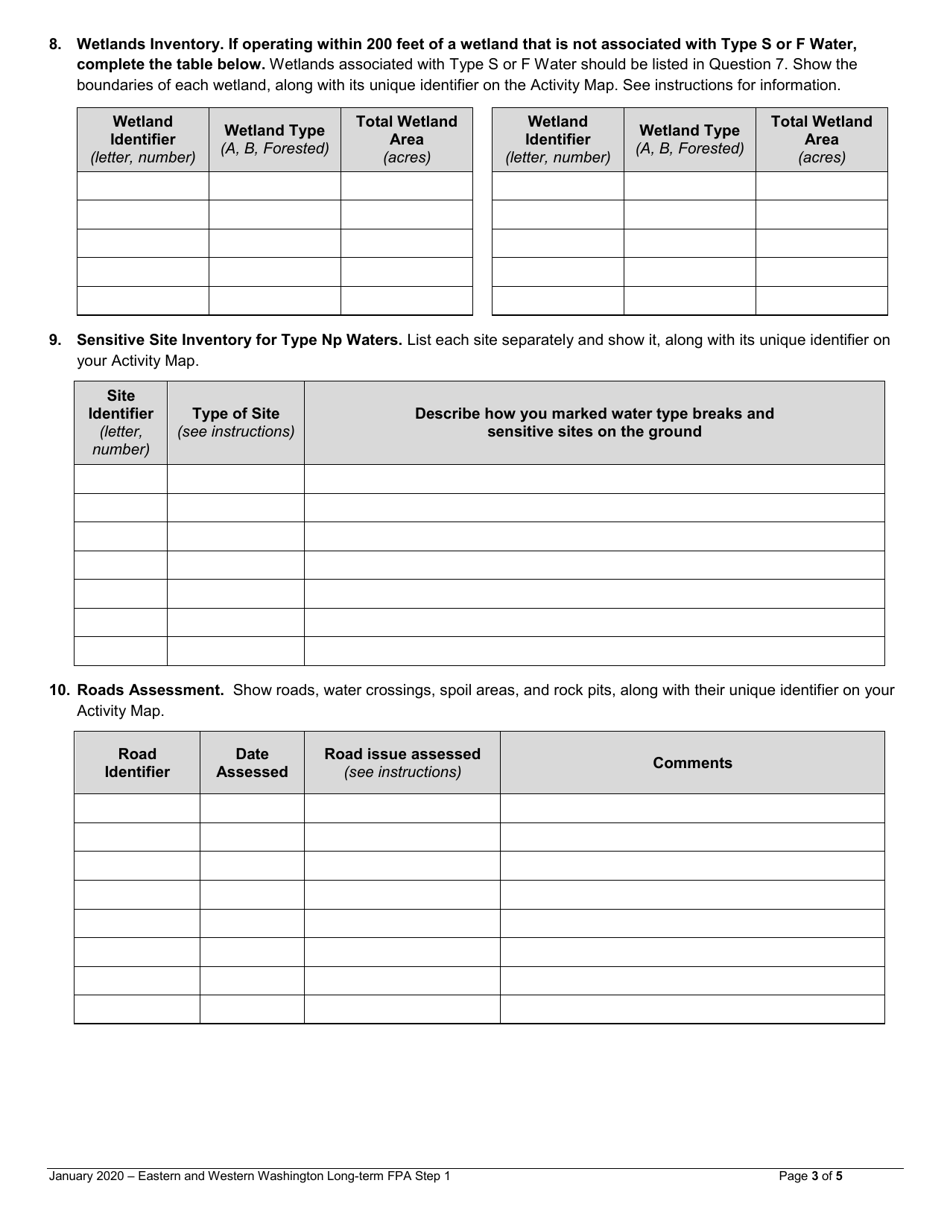 Long-Term Forest Practices Application Step 1 - Resource and Roads Assessment - Eastern / Western Washington - Washington, Page 3
