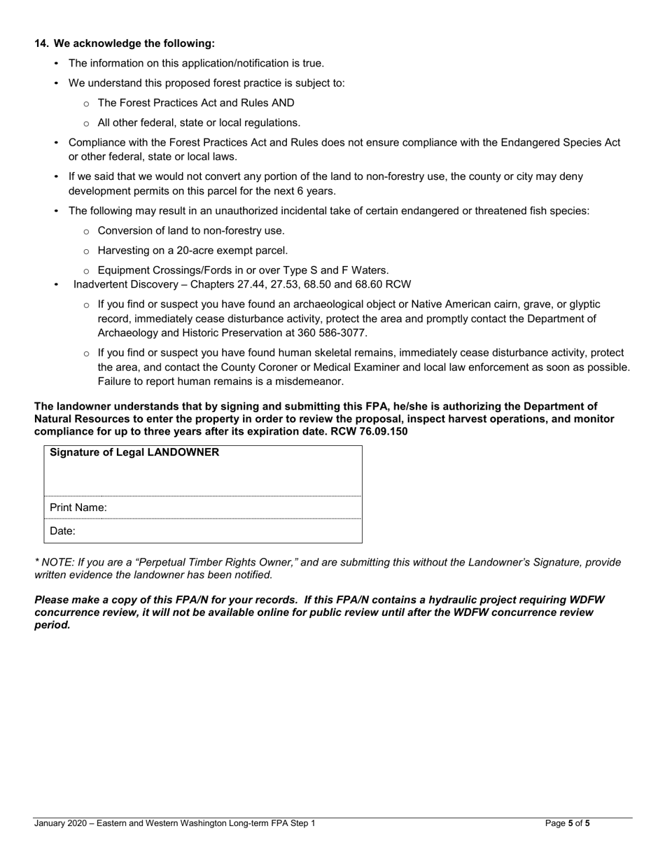 Long-Term Forest Practices Application Step 1 - Resource and Roads Assessment - Eastern / Western Washington - Washington, Page 5
