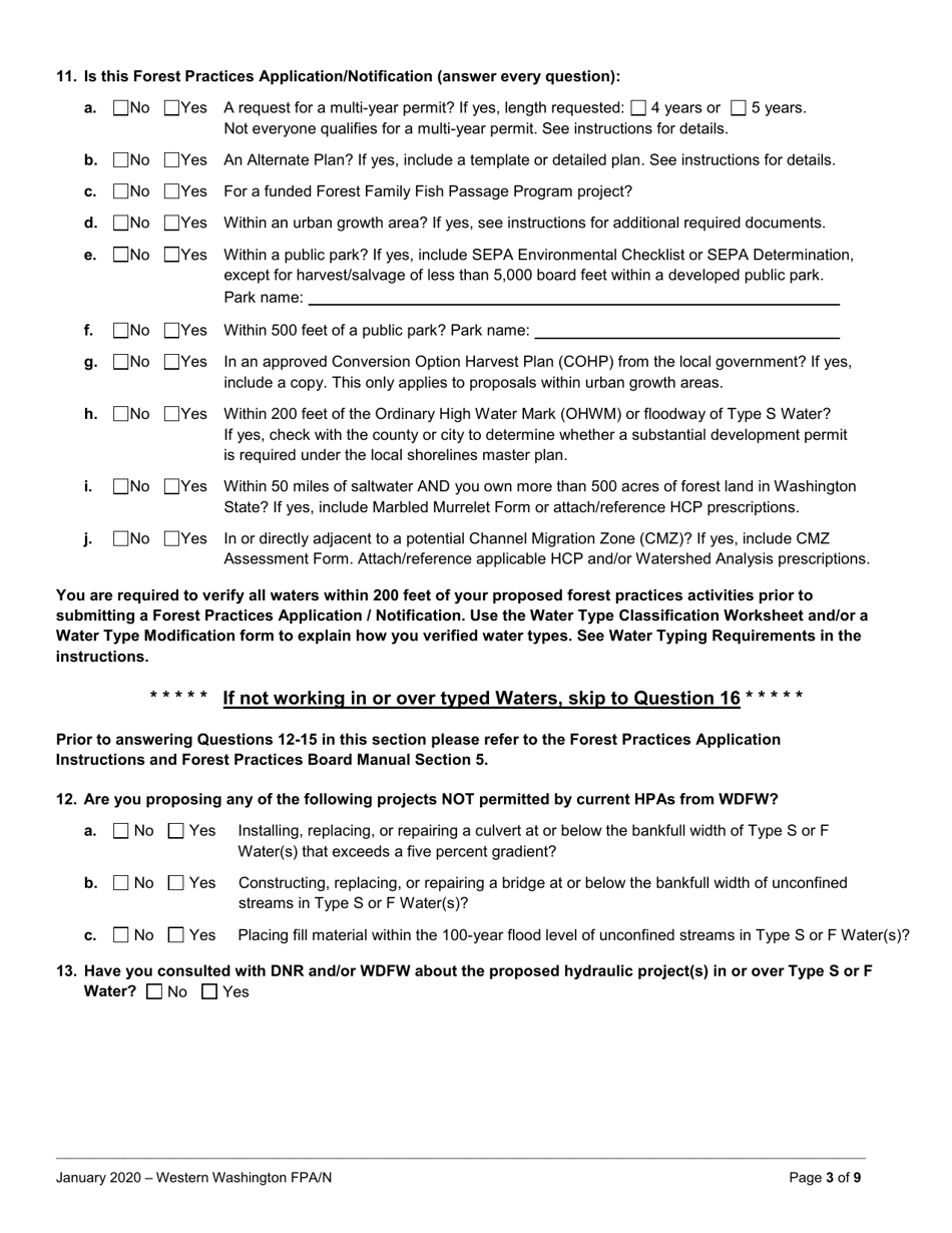 Forest Practices Application / Notification - Western Washington - Washington, Page 3