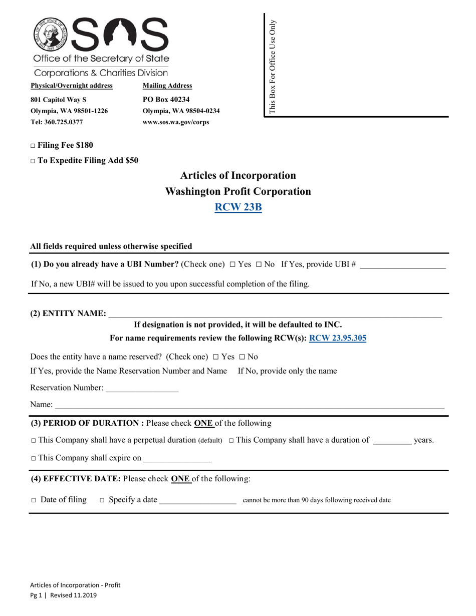 Articles of Incorporation - Washington Profit Corporation - Washington, Page 3