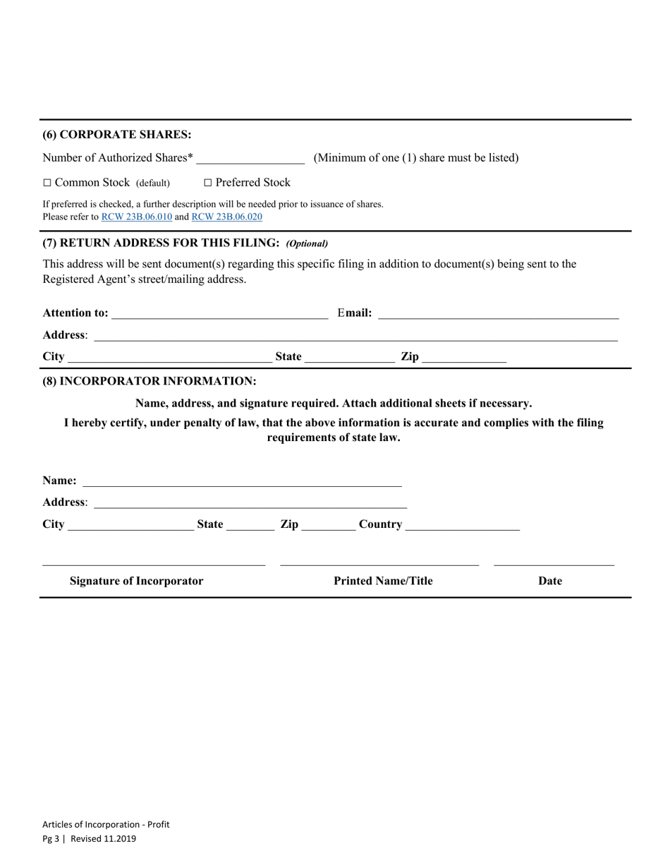 Articles of Incorporation - Washington Profit Corporation - Washington, Page 5