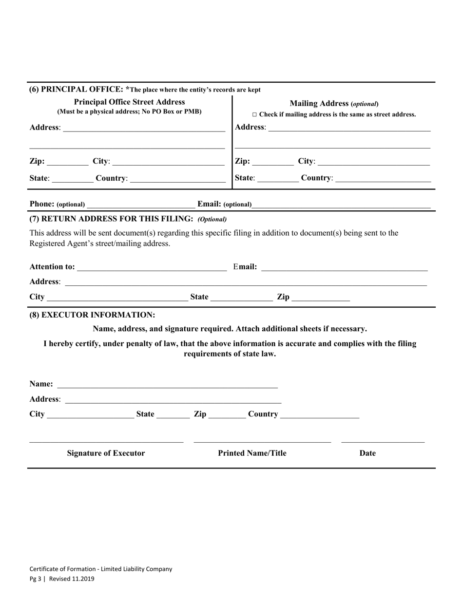 Certificate of Formation - Limited Liability Company - Washington, Page 5