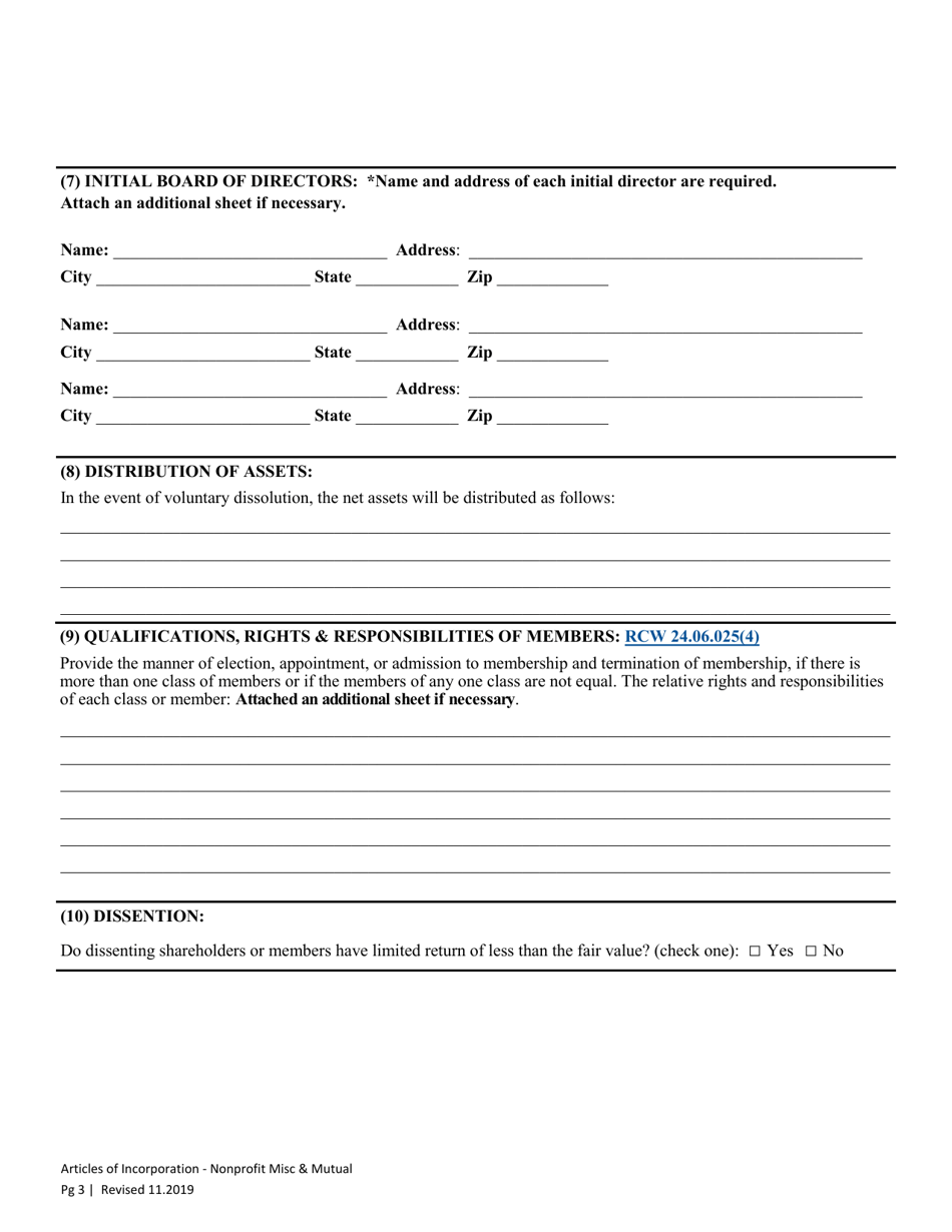 Articles of Incorporation - Washington Nonprofit Corporation Miscellaneous and Mutual - Washington, Page 6