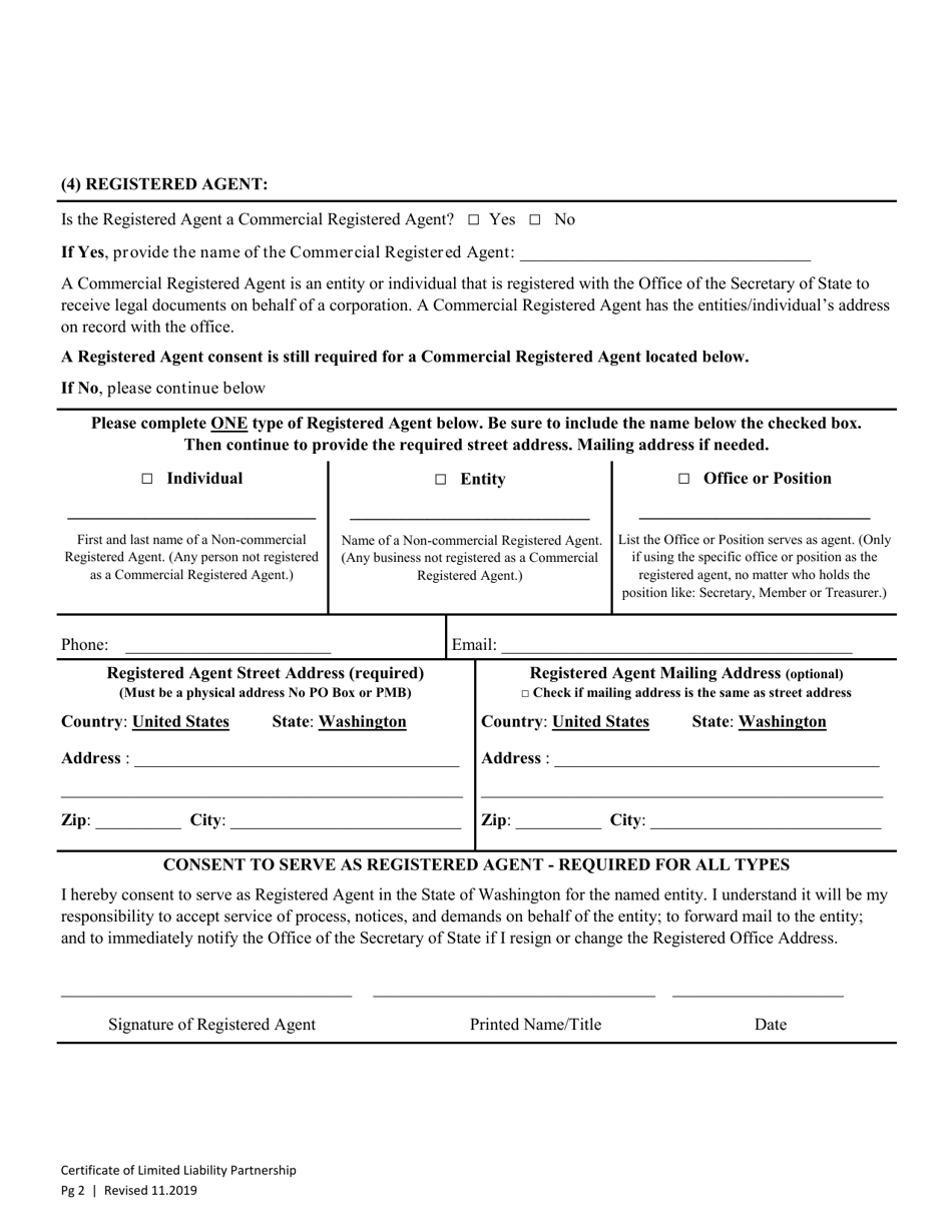 Certificate of Limited Liability Partnership - Washington, Page 4