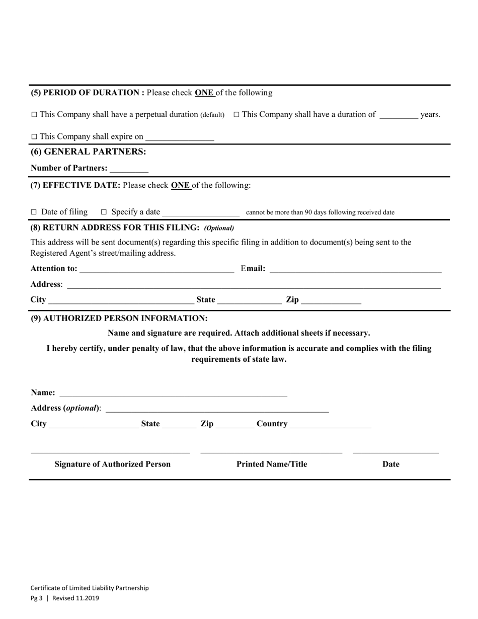 Certificate of Limited Liability Partnership - Washington, Page 5