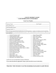Case Information Cover Sheet - Washington