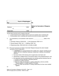 Document preview: Form WPF All Cases02-010 Motion for Surrender of Weapons (Mt) - Washington