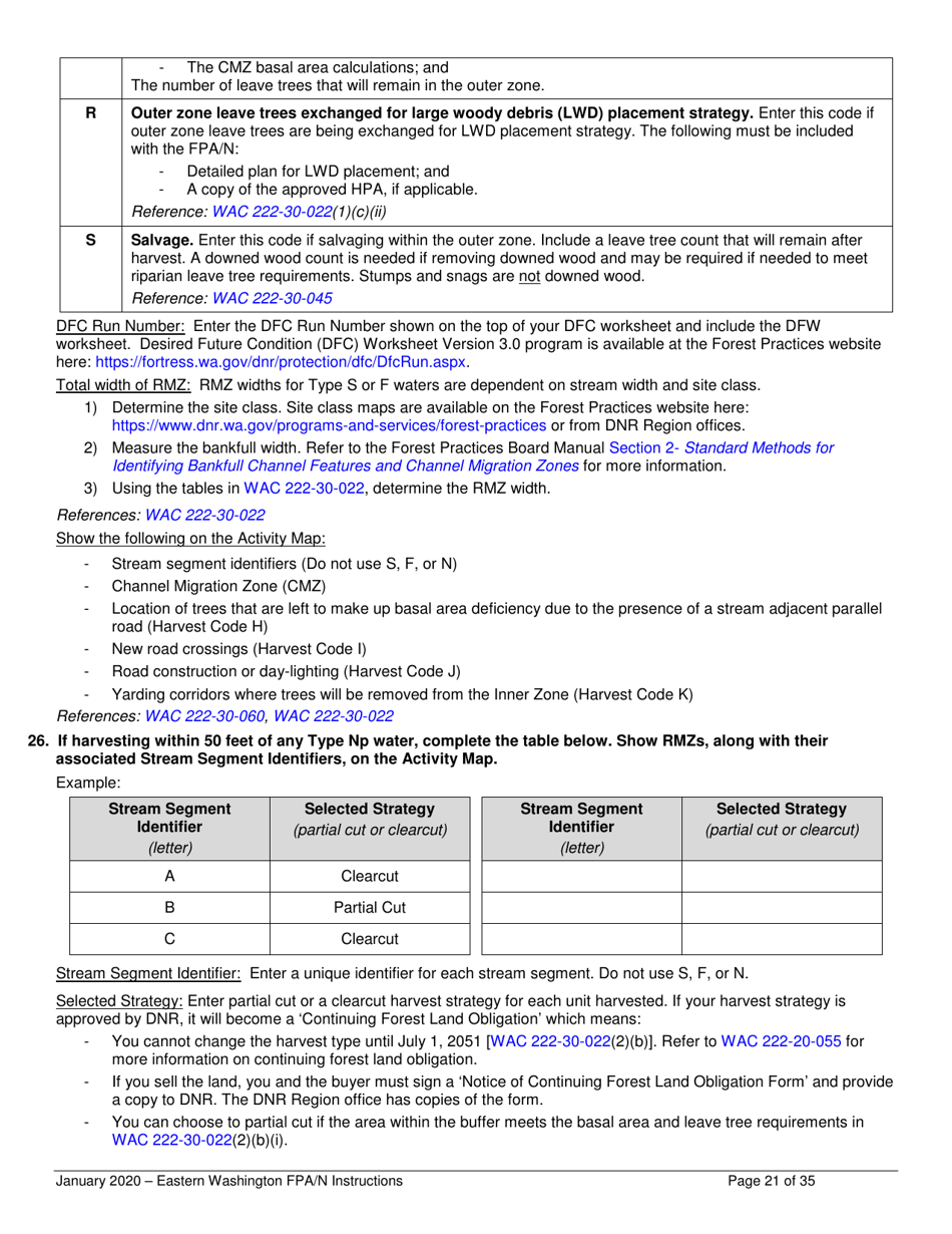Forest Practices Application / Notification Instructions - Eastern Washington - Washington, Page 21