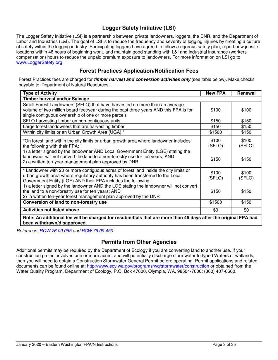 Forest Practices Application / Notification Instructions - Eastern Washington - Washington, Page 3