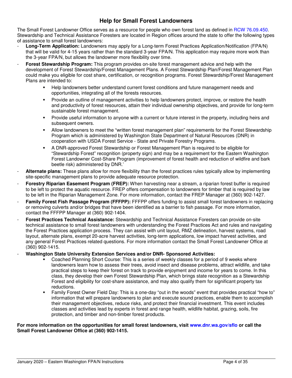 Forest Practices Application / Notification Instructions - Eastern Washington - Washington, Page 4