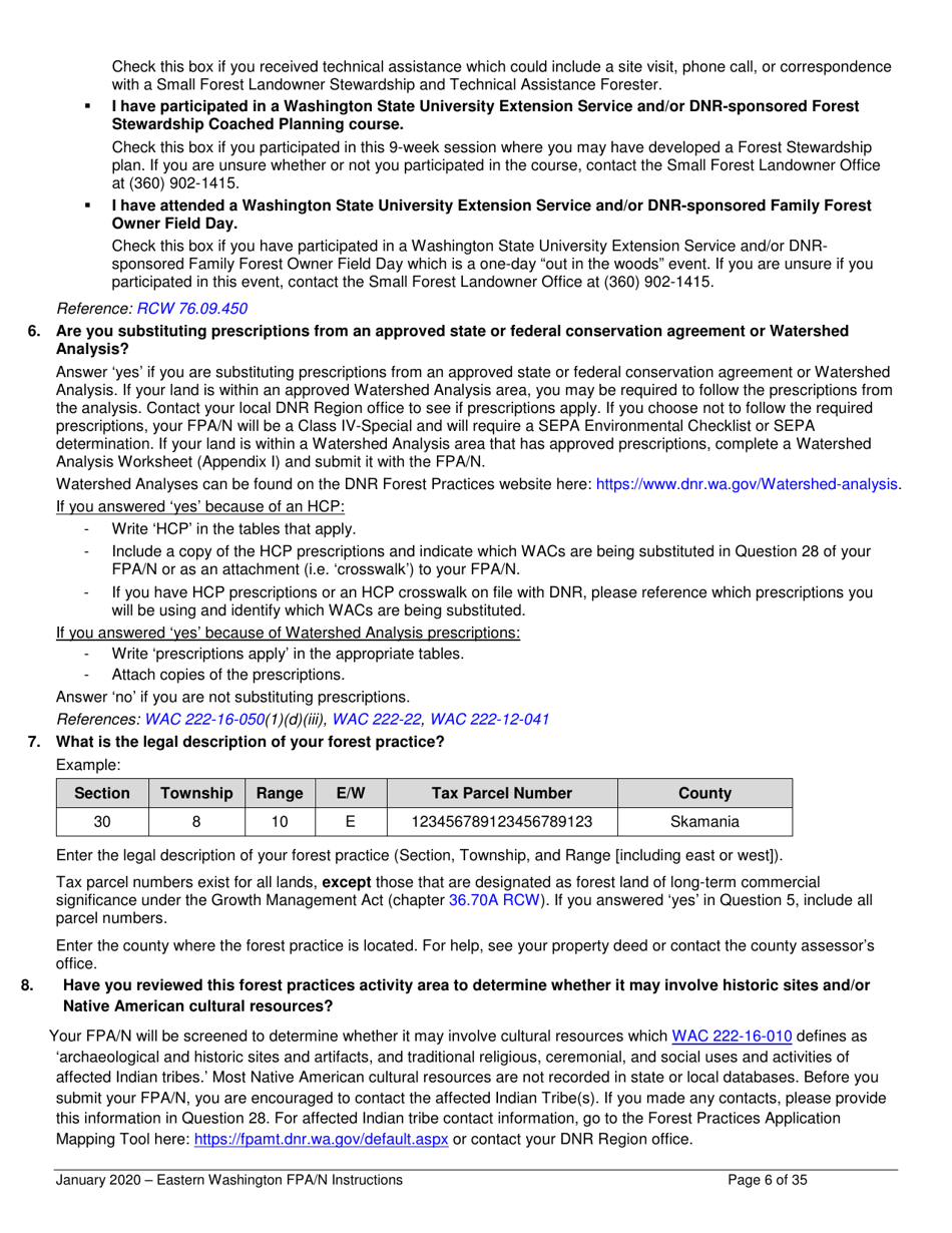 Forest Practices Application / Notification Instructions - Eastern Washington - Washington, Page 6