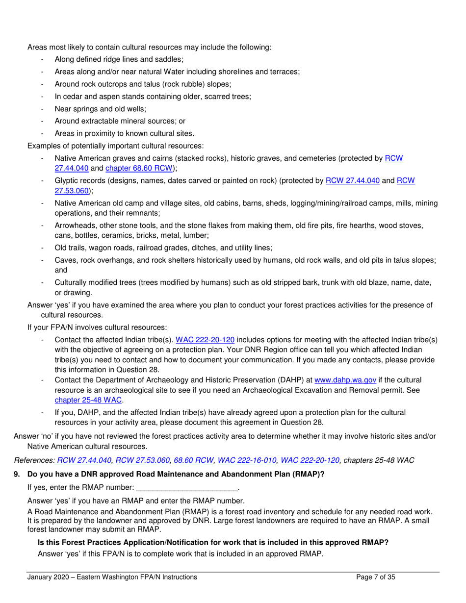 Forest Practices Application / Notification Instructions - Eastern Washington - Washington, Page 7