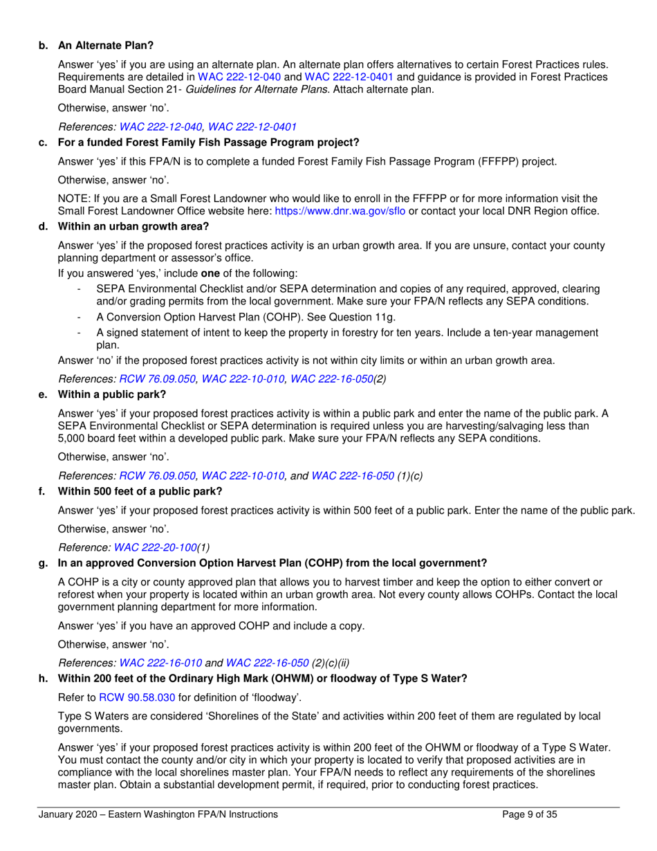 Forest Practices Application / Notification Instructions - Eastern Washington - Washington, Page 9
