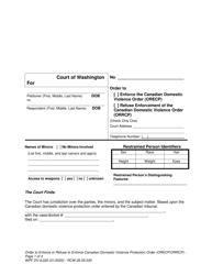 Form WPF DV-8.020 Order to Enforce or Refuse to Enforce Canadian Domestic Violence Protection Order - Washington
