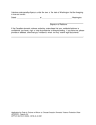 Form WPF DV-8.010 Application for Order to Enforce or Refuse to Enforce Canadian Domestic Violence Protection Order (Apercp) - Washington, Page 4