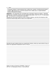 Form WPF DV-1.015 Petition for Order for Protection (Ptorprt) - Washington, Page 5
