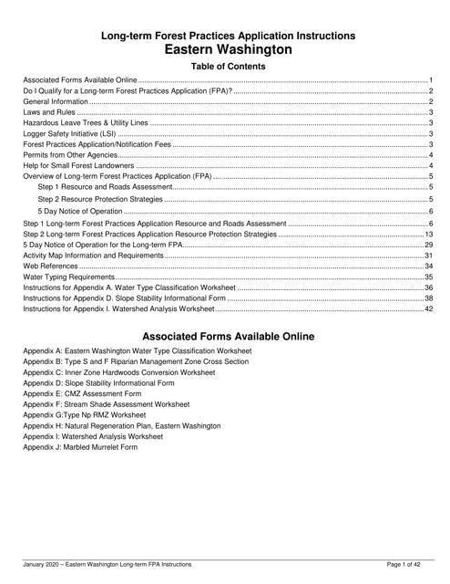 Instructions for Long-Term Forest Practices Application Instructions - Eastern Washington - Washington Download Pdf