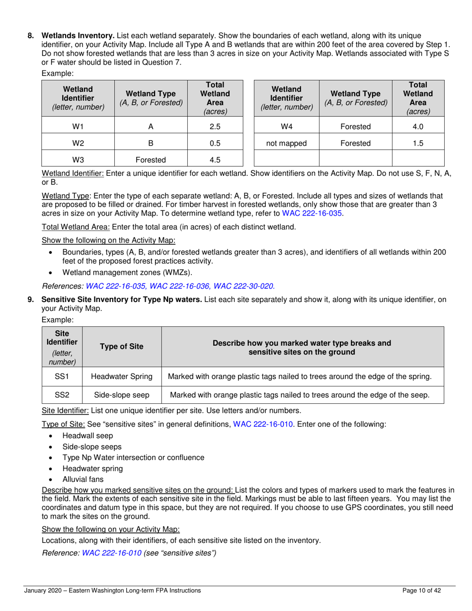 Instructions for Long-Term Forest Practices Application Instructions - Eastern Washington - Washington, Page 10