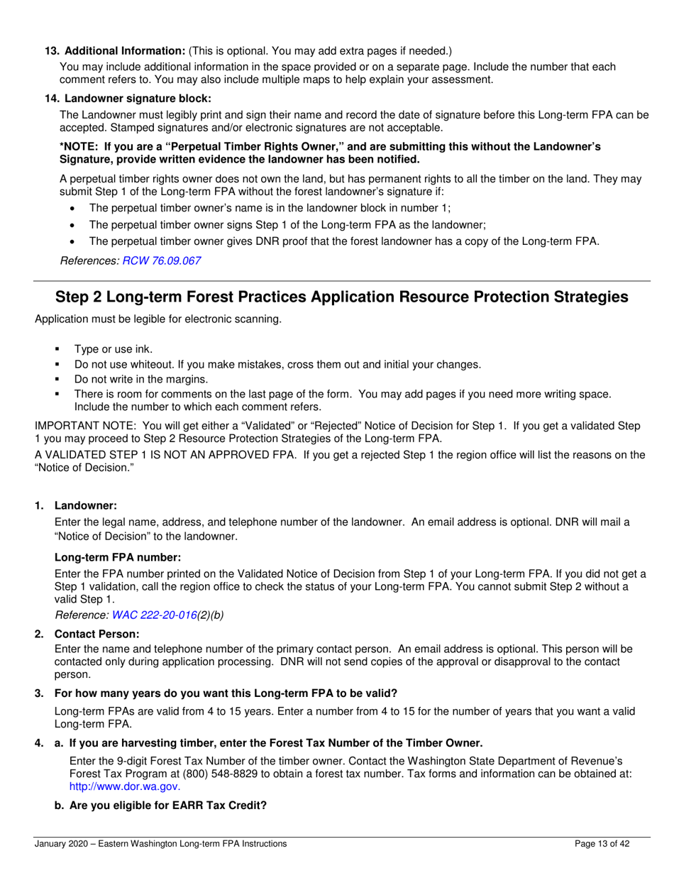 Instructions for Long-Term Forest Practices Application Instructions - Eastern Washington - Washington, Page 13
