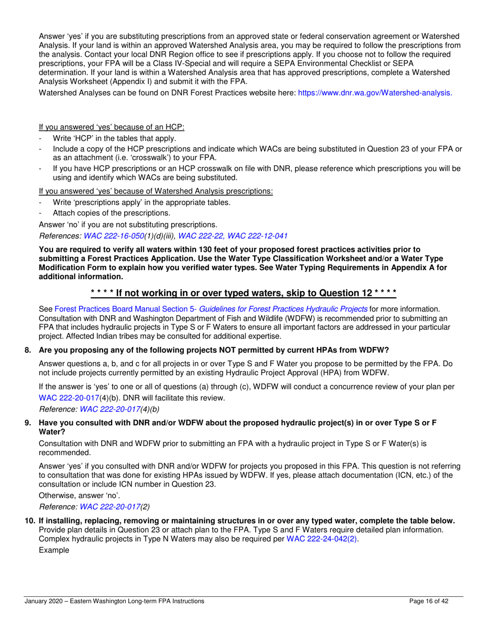 Instructions for Long-Term Forest Practices Application Instructions - Eastern Washington - Washington, Page 16