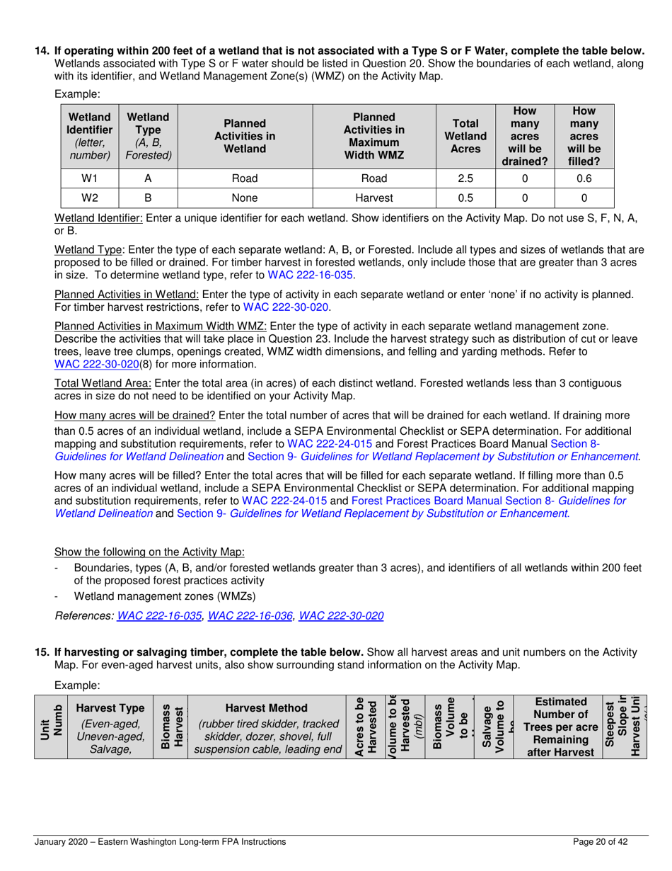 Instructions for Long-Term Forest Practices Application Instructions - Eastern Washington - Washington, Page 20