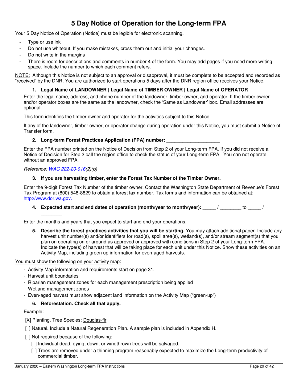 Instructions for Long-Term Forest Practices Application Instructions - Eastern Washington - Washington, Page 29