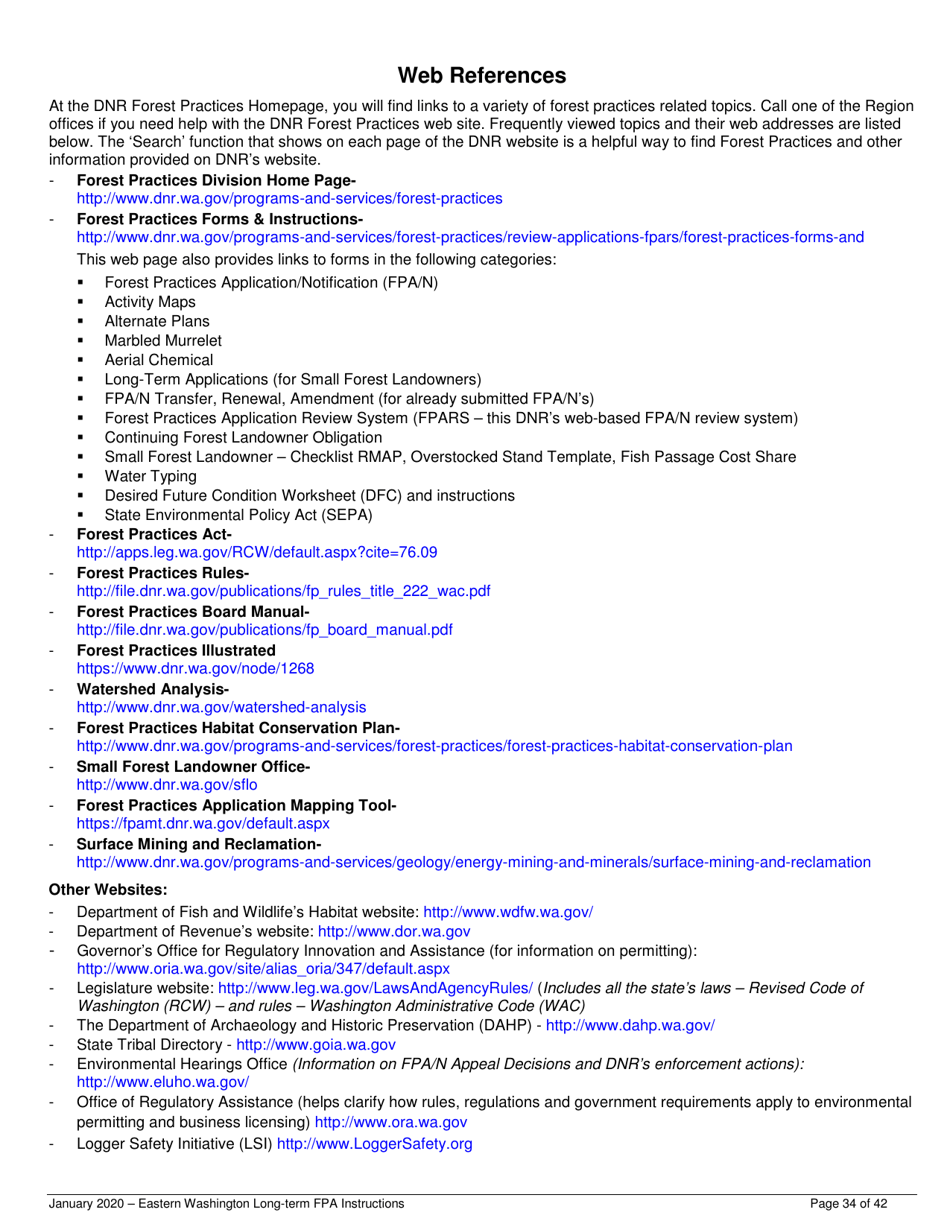 Instructions for Long-Term Forest Practices Application Instructions - Eastern Washington - Washington, Page 34