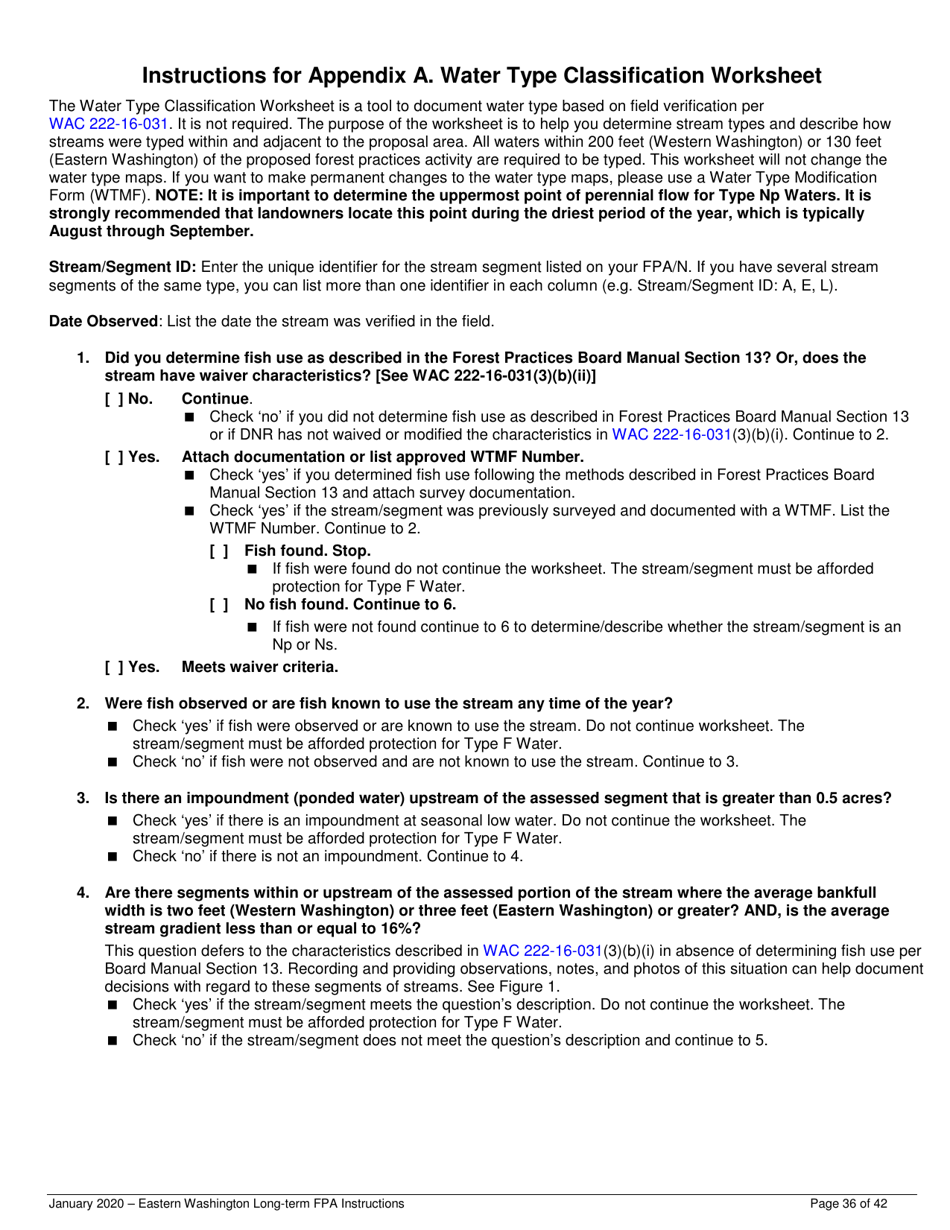 Instructions for Long-Term Forest Practices Application Instructions - Eastern Washington - Washington, Page 36
