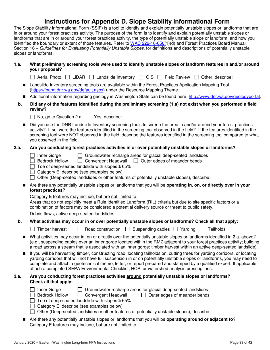 Instructions for Long-Term Forest Practices Application Instructions - Eastern Washington - Washington, Page 38