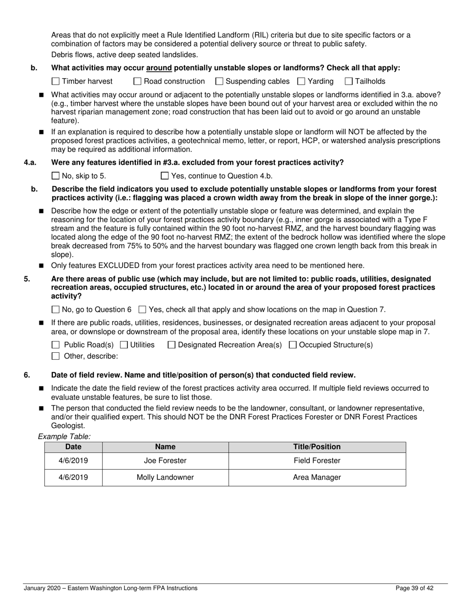 Instructions for Long-Term Forest Practices Application Instructions - Eastern Washington - Washington, Page 39