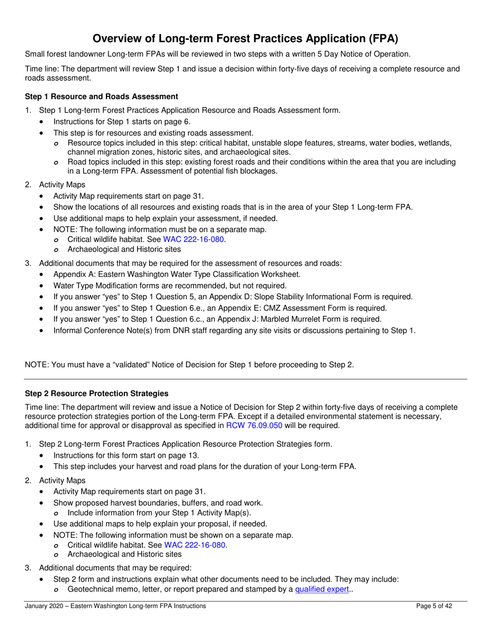 Instructions for Long-Term Forest Practices Application Instructions - Eastern Washington - Washington, Page 5