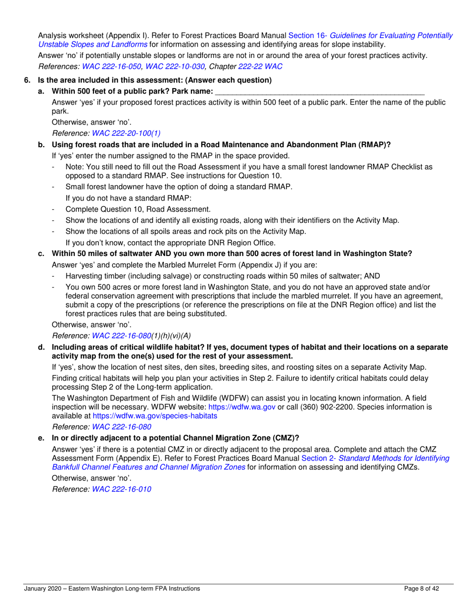 Instructions for Long-Term Forest Practices Application Instructions - Eastern Washington - Washington, Page 8