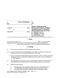 Document preview: Form WPF DV7.070 Order Re Adequate Cause (Respondent's Motion to Modify/ Terminate Order for Protection Effective More Than Two Years) - Washington