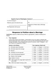Form FL Divorce211 Response to Petition About a Marriage - Washington