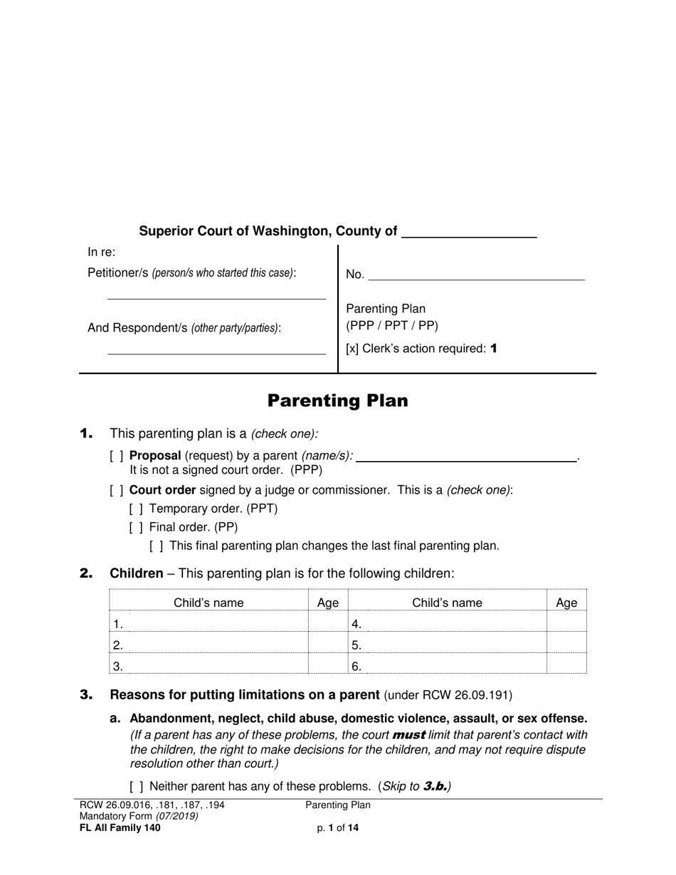 Form FL All Family140 Download Printable PDF or Fill Online Parenting