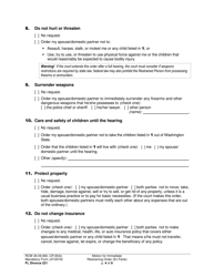 Form FL Divorce221 Motion for Immediate Restraining Order (Ex Parte) - Washington, Page 4