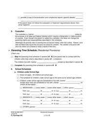 Form FL Parentage303 Residential Schedule - Washington, Page 4