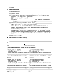 Form FL Parentage324 Temporary Family Law Order - Washington, Page 4