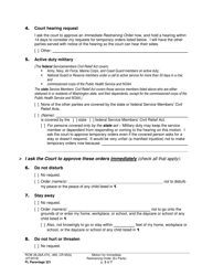 Form FL Parentage321 Motion for Immediate Restraining Order (Ex Parte) - Washington, Page 3