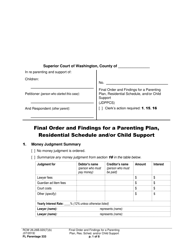 Form FL Parentage333 Final Order and Findings for a Parenting Plan, Residential Schedule and/or Child Support - Washington