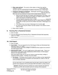 Form FL Parentage333 Final Order and Findings for a Parenting Plan, Residential Schedule and/or Child Support - Washington, Page 5