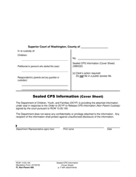 Document preview: Form FL Non-Parent408 Sealed Cps Information (Cover Sheet) - Washington