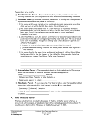 Form FL Parentage381 Petition to Stop Parentage Based on Sexual Assault - Washington, Page 2