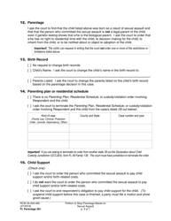 Form FL Parentage381 Petition to Stop Parentage Based on Sexual Assault - Washington, Page 5